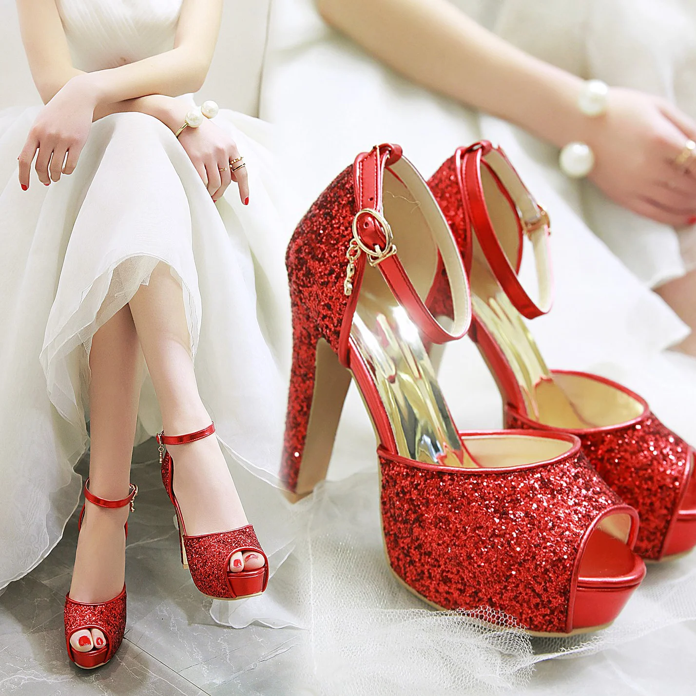Silver Summer Women High Heel  - Wedding Shop 评论和价格