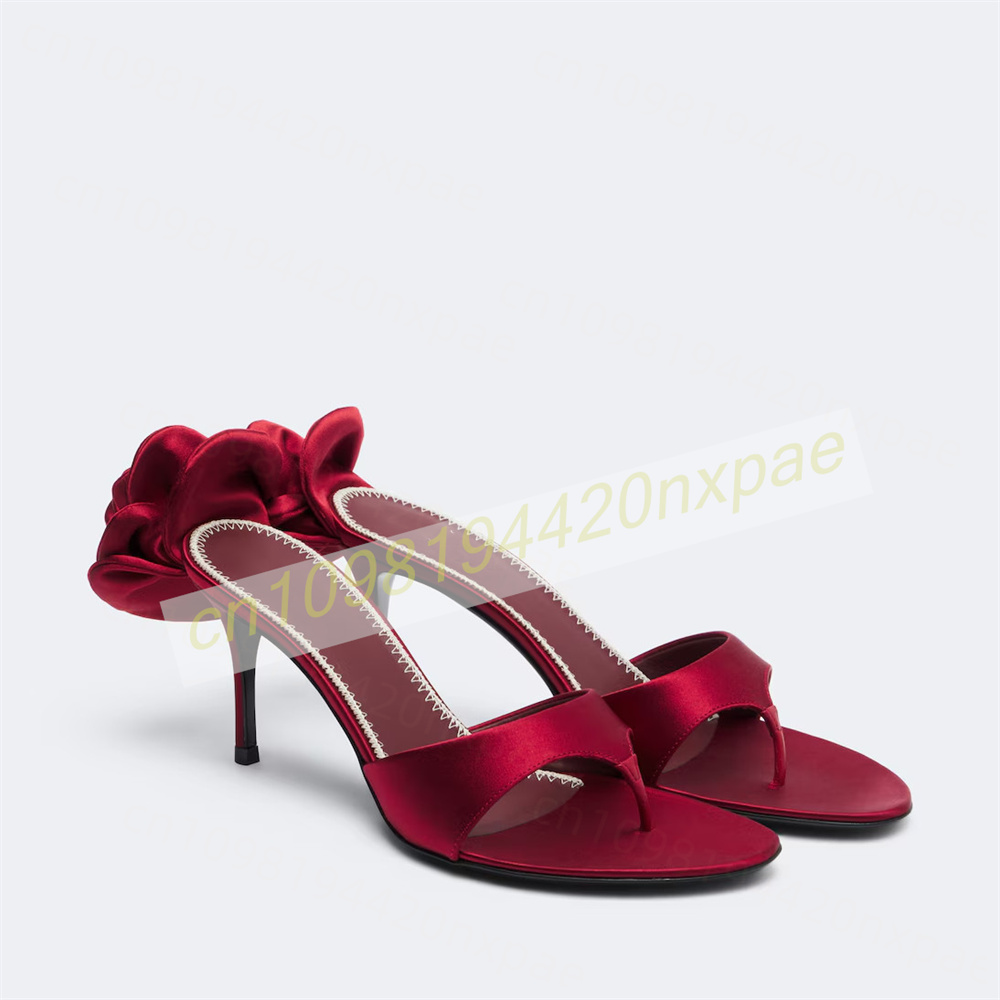 Women Red Satin Thong Mule San - Wedding Dress Supply 评论和价格