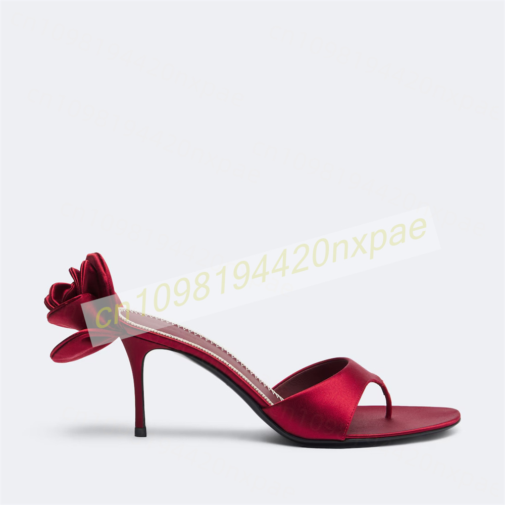 Women Red Satin Thong Mule San - Wedding Dress Supply 评论和价格